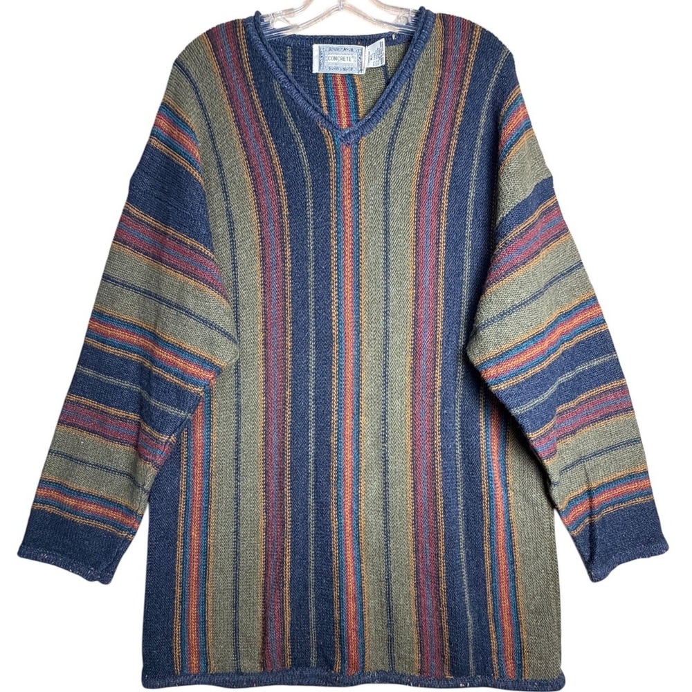 Vintage Concrete Mix Striped Oversized Sweater M/L
